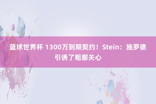 篮球世界杯 1300万到期契约！Stein：施罗德引诱了粗鄙关心