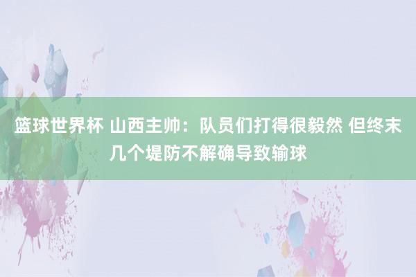 篮球世界杯 山西主帅：队员们打得很毅然 但终末几个堤防不解确导致输球