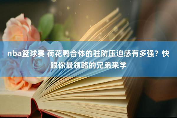 nba篮球赛 荷花鸭合体的驻防压迫感有多强？快跟你最领略的兄弟来学